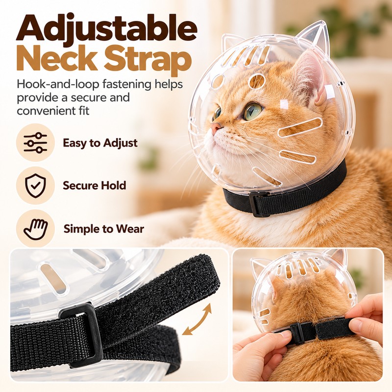 Breathable Cat Grooming Muzzle for Nail Trimming – Clear Anti-Bite