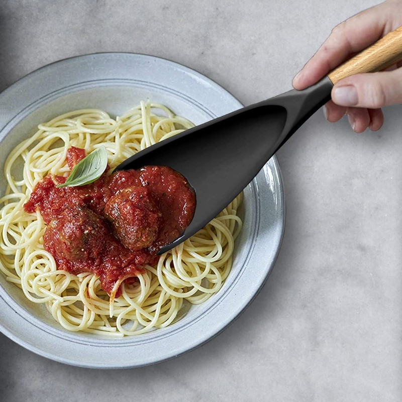 Cooking Spoon for Nonstick Cookwares, VOVOLY Silicone Spoon for Mixing,