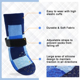 BEAUTYZOO Non Slip Dog Socks to Prevent Licking Paws, Dog Shoes Booties for Hardwood Floors Anti Slip-Thick Grip Works Even When Twisted-Paw Protector for Cold Pavement Small Medium Large Senior Dogs