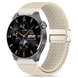 Koazon Braided Stretchy Nylon Magnetic Clasp Watch Band Compatible with Tozo S5/S6/S3 Smartwatch,Sport Loop Soft Elastic Adjustable Quick Release Strap for CMF Watch Pro/Pro 2 Women Men