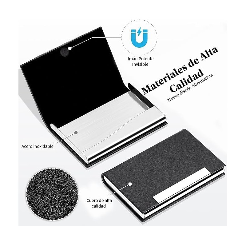 Tarjetero Hombre y Mujer de Cuero PU, Porta Tarjetas Profesional