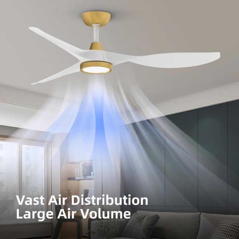 Roomratv Ceiling Fans with Lights,Large Airflow 52inch Modern Ceiling Fan