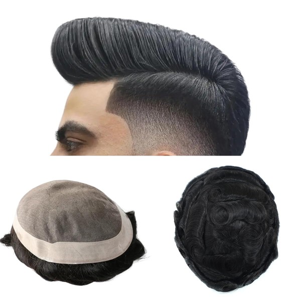 Toupee for Men Mono Base Real European Human Hair Pieces