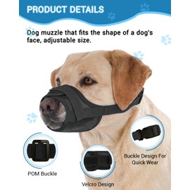 Dog Muzzle 2 Pack, Soft Mesh Breathable Muzzles for Small Medium Large Dogs, Adjustable No Bite Muzzle for Biting Chewing Grooming Vet Visits Training Walking, Escape-Proof Dog Mouth Cover (Black, S)