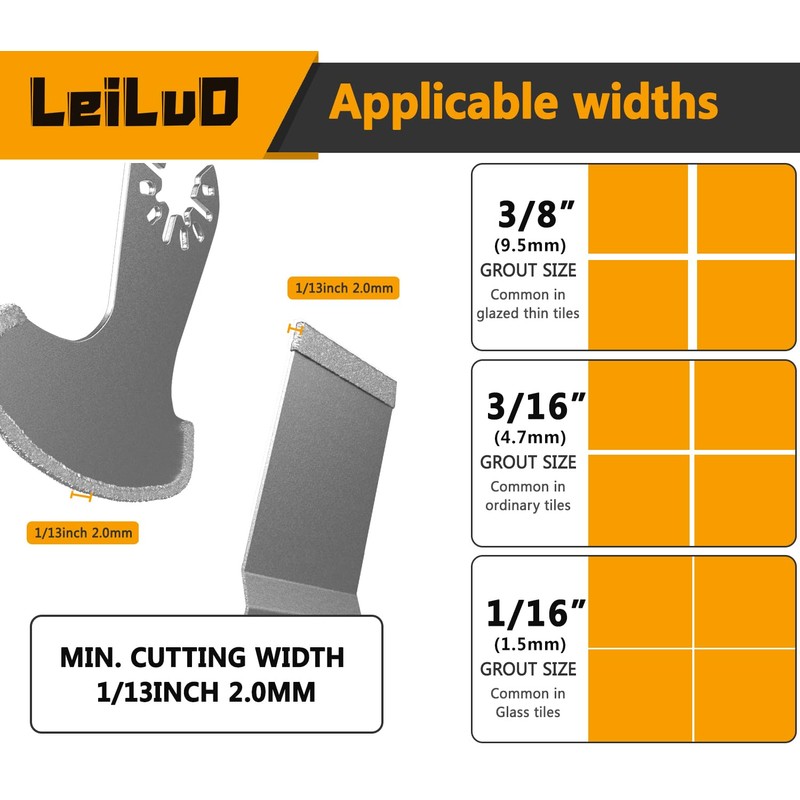 6 Piece Diamond Grit Oscillating Grout Removal Blade Set Universal