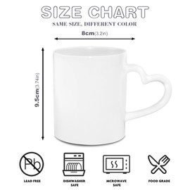 SUBLOVER Set of 48 Sublimtion Blanks Ceramic White Tazas Para Coffee Mugs 11OZ Sublimation Cups For Christmas with Heart Handlefor Coffee Tea