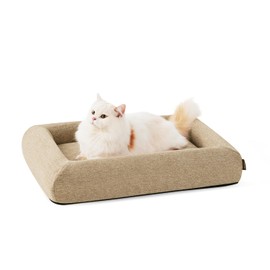 ZOMISIA Orthopedic Cat Couch Bed - Waterproof Dog Sofa for Small Dogs with Supportive Egg Foam, Puppy Bed with Removable Washable Cover, Non Skid Bottom and Neck Support Sleeper, Khaki