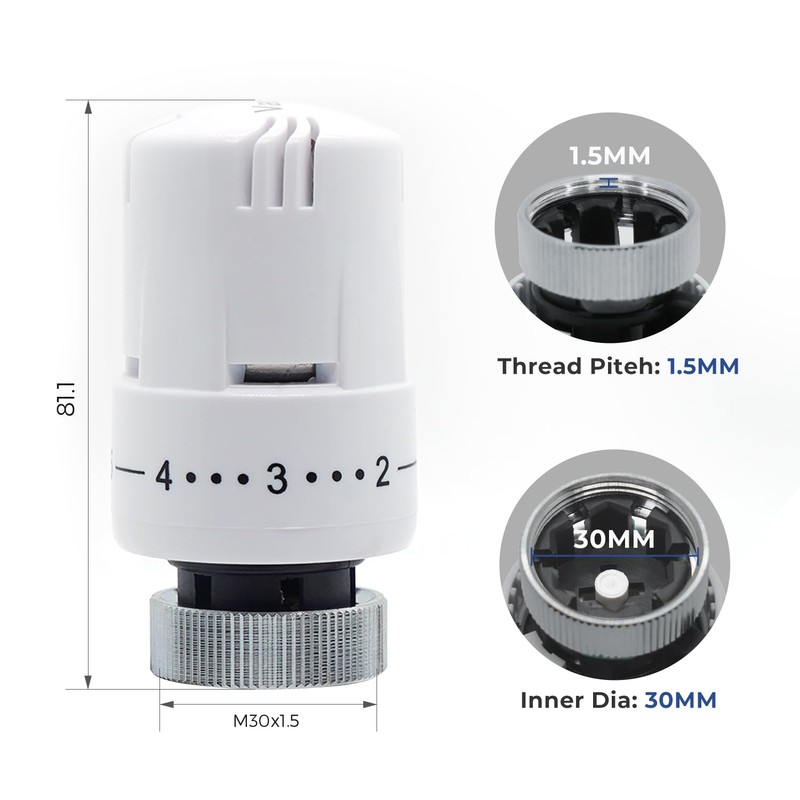 Vancoco Thermostatic Head, Thermostatic Complete Set, Corner Shape, Radiator Valve,