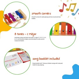 Xylophone Wooden Music Glockenspiel Musical Instrument for Children Girls Boys with 2 Beaters Colourful Xylophone 3811