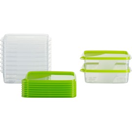 MiraHome Food Storage Container Freezer Container 0.5 L Rectangular Flat 15 x 10 x 5 cm Set of 10 Green Austrian Quality