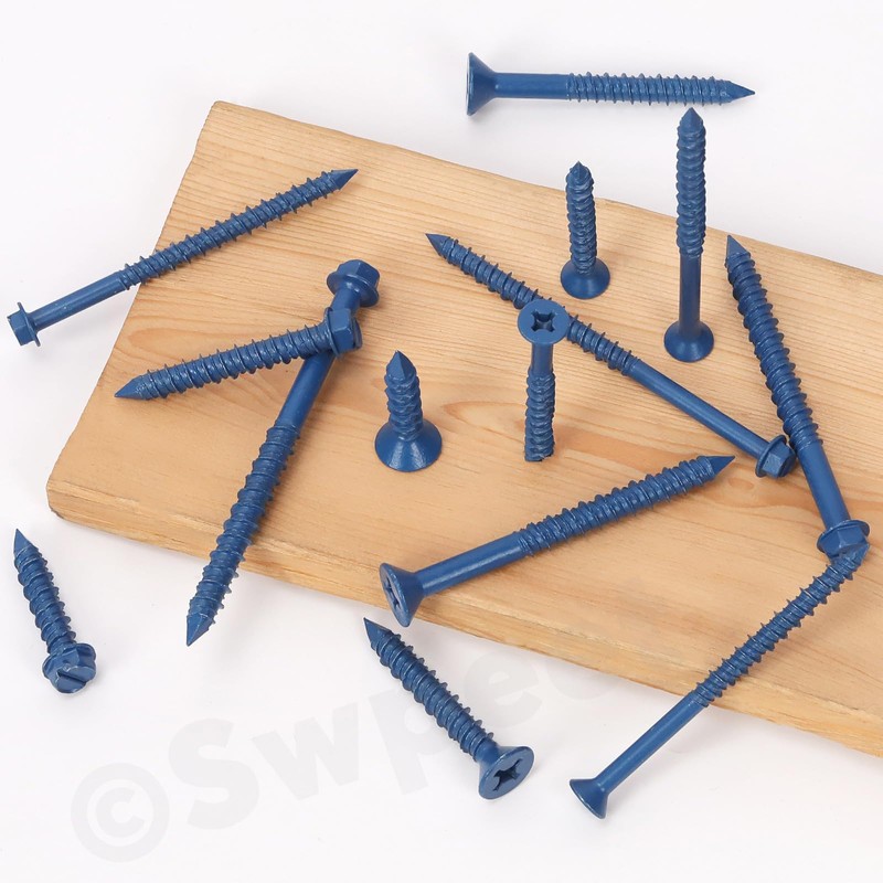 Swpeet 52Pcs 1/4" x 2-1/4" Flat Head Concrete Screw Anchors