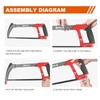 AIRAJ 12 inch Adjustable Hacksaw Frame Set,Tools High-Tension Hacksaw,with 10