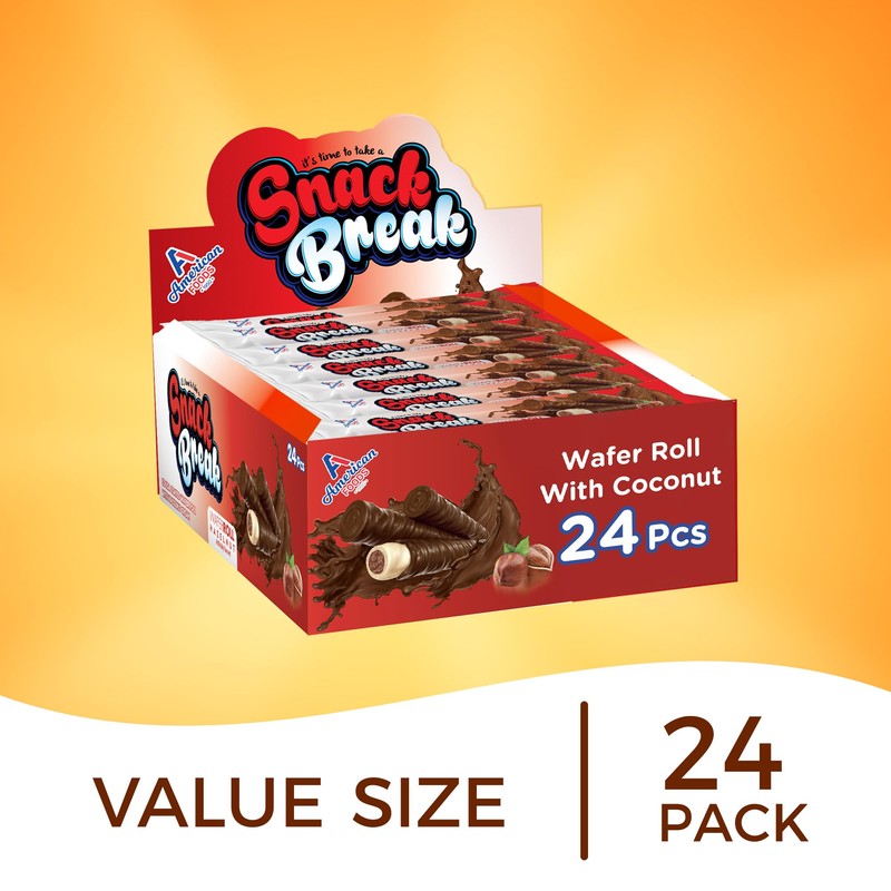 Snack Break Hazelnut Wafer Rolls, Rolled Wafer Cookies, Cocoa Coated