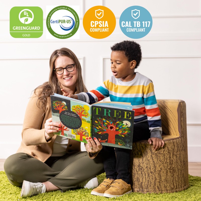 ECR4Kids SoftZone Tree Log Chair, 12in, Flexible Seating, Chocolate