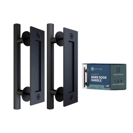 Lyft Livin 12 Inch Barn Door Handle Pull Heavy Duty Sliding Barn Door Gate Handle Rustic Matte with Back Plate & Metal Hardware Kit for Barn Door Gate Sliding Garage Door - Black (2)