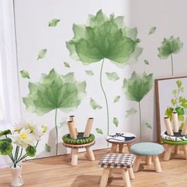 RoyoLam 59.1'' x 49.6'' Huge Flower Petal Wall Decals Living Room Floral Wall Stickers Removable Peel and Stick Waterproof Wall Art Decor Stickers for Bedroom Bathroom Office (Matcha Green)