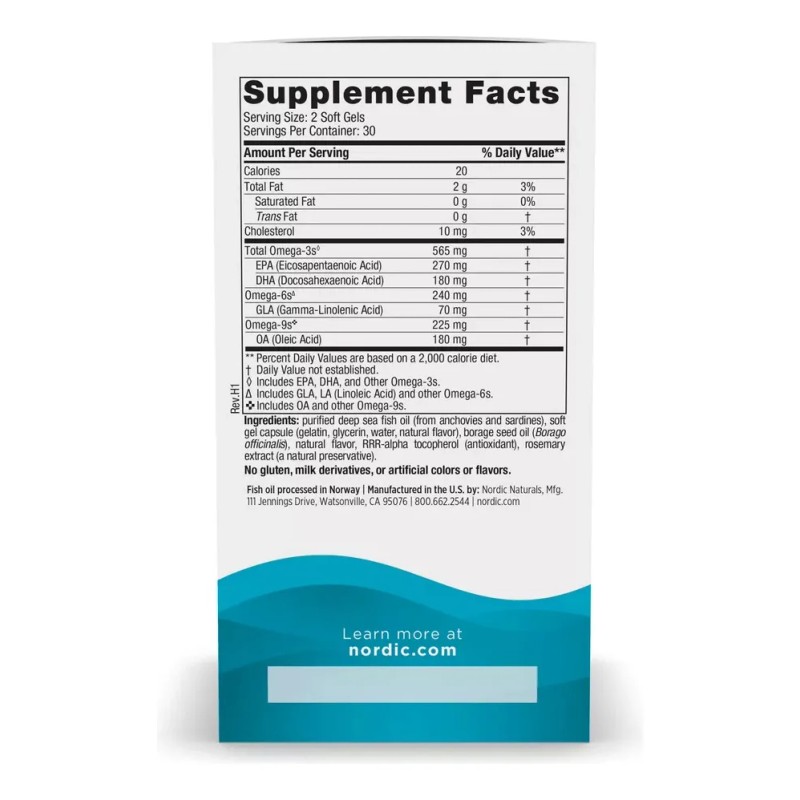 Nordic Naturals Omega 3-6-9 565mg Omega Cápsulas Limón
