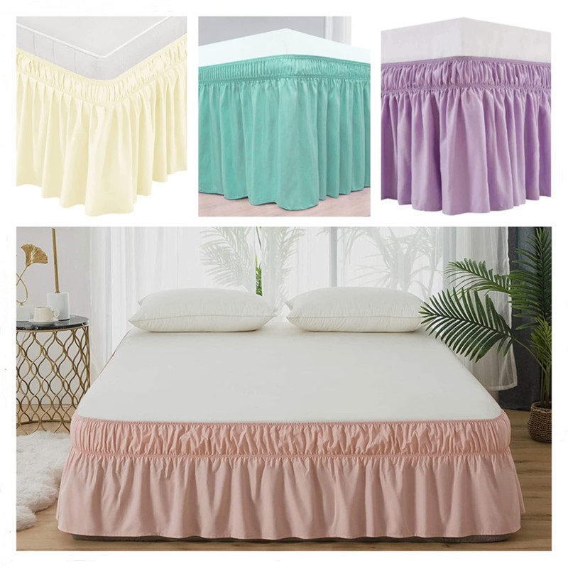 apott Pink Bed Skirt Wrap Around Bedskirt Dust Ruffle 14