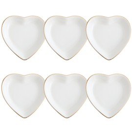 Shappy 6 Pcs Ceramic Jewelry Tray 4.5 in Ring Dish Decorative Trinket Dish for Earrings Necklaces Bracelet Key Wedding Gifts Women(Heart)