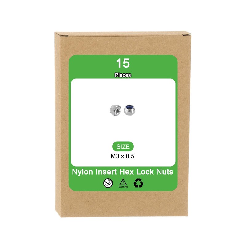 sourcing map 15Pcs M3 x 0.5 Nylon Insert Hex Lock