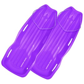 Slippery Racer Downhill Xtreme Flexible Adults and Kids Plastic Toboggan Snow Sled for up to 2 Riders with Pull Rope and Handles. (Purple, 2)