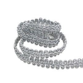 20 Metres Trimming Braid Lace Trim Lace Ribbon Decorated Wide 1 cm Braid Trim Borders Home Decoration Braided Ribbons for DIY Sewing Craft Clothing Curtain Costume Decoration, Silver