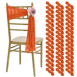 50 PCS Cheesecloth Chair Sashes, Bows Designed Chair Sashes, 15.7x70 inch Chair Sashes for Aisle Decorations Universal Chair Cover Decoration for Wedding Reception Party Banquet (Burnt Orange)