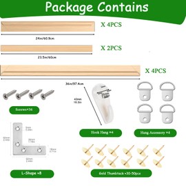 Yeeyeah 2 Pack 24"x 36"Large Canvas Stretcher Bars,Removable Canvas Frames Kit-Easy to Assemble,Wooden Frames Kit for Oil Painting,Diamond Painting,Canvas Painting and Needle Arts Supplies