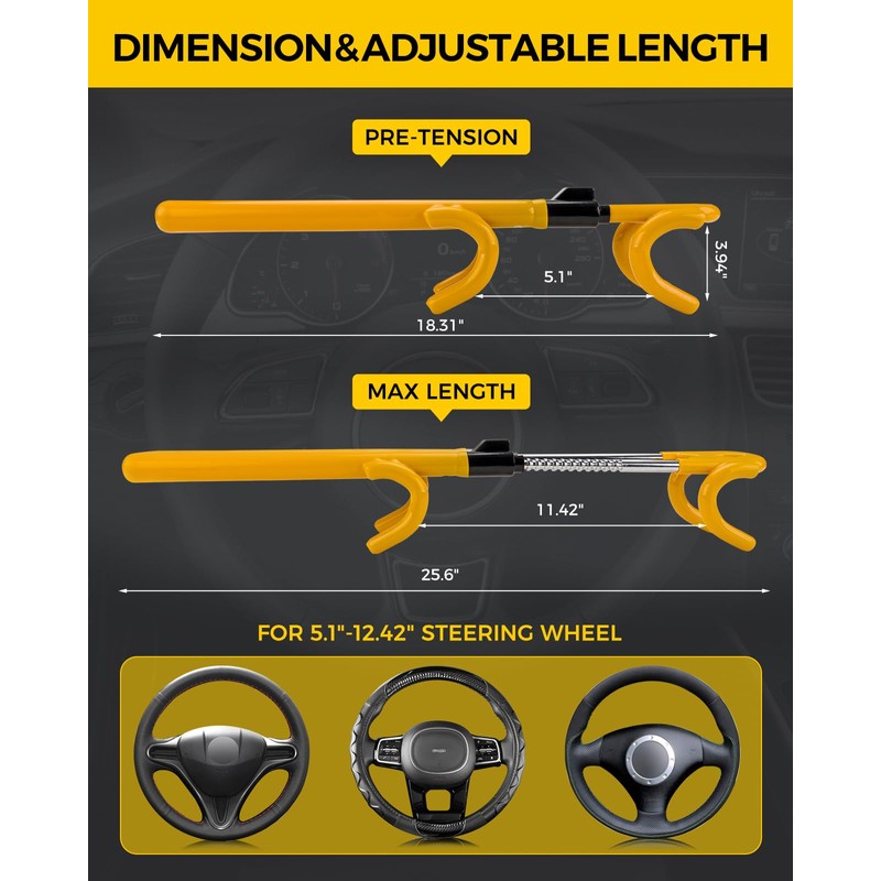 KYX Steering Wheel Lock,Car Club Steering Wheel Lock Car Double