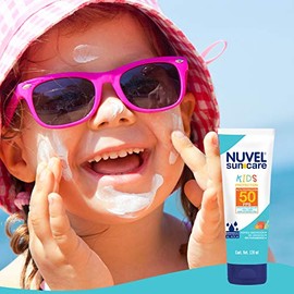 Nuvel SunCare Protector Solar Kids para Cara y Cuerpo, 50 FPS con Amplio Espectro, Resistente al Agua  SunCare Protector Solar para Cara y Cuerpo, 50 