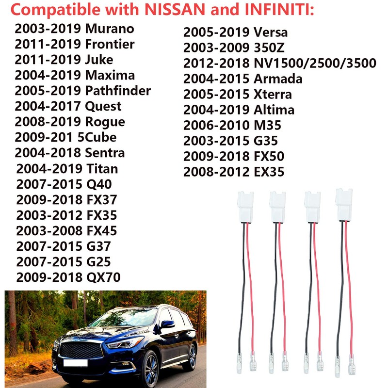 4Pcs Speaker Wire Harness Replacement for 2004-2021 Nissan Altima Titan