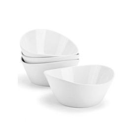 Yedio 48 oz Porcelain Salad Bowls Set of 4 – Large Serving Bowls for Pasta, Soup, Oatmeal, Snacks – Microwave & Dishwasher Safe, White Kitchen Bowl Set