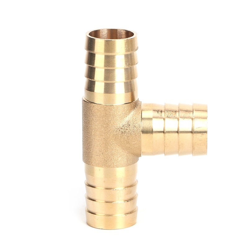 2pcs 3/4in Tee Thread Hose Brass Pipe T Fitting Barb