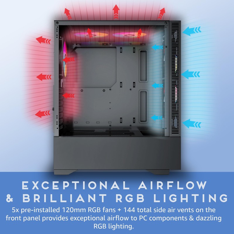 Apevia Eclipse-BK Eclipse Mid Tower Gaming PC Case w/ 5X