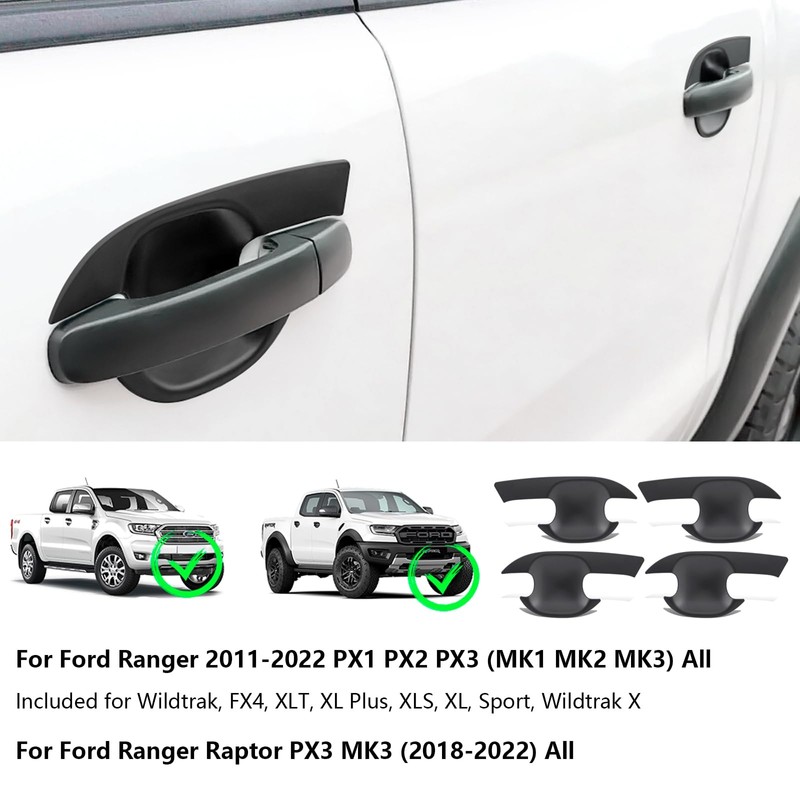 SUERAUTO4X4 Door Handle Bowl Insert Cover for Ford Ranger PX1