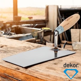 DEKOR Brick Trowel - Size 7" - German Stainless Steel Ensures Rust-Free Performance for Masonry Tools - Concrete Tools for Commercial and DIY Use - Made in Europe - Wooden Handle