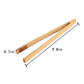 1 Pieces Bamboo Toast Tongs, 9.8 Inches Long Wood Toaster Tongs with Anti-slip Design, Tongs for Cooking with Cooking Oil Coating, Eco-friendly (9.8 Inches)