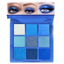 AuraBeen Royal Blue Glitter Eyeshadow Palette - Highly Pigmented, Long-lasting, Waterproof Makeup with Shimmer & Matte Shadows - Enhance Your Eyes