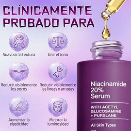 2PC 20% Niacinamide Vitamin B3 Concentrated Serum, Sérum Antienvejecimiento, Serum Facial con Niacinamida, Extracto de Té Verde,Minimiza los Poros, In