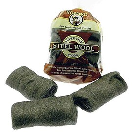 HOWARD 0000 Grade Steel Wool 8x Wire Wool Pads For Cleaning, Finishing and Automotive Prep