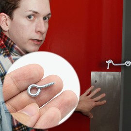 Pack of 5 storm hooks with eyelets, 50 mm, storm protection with wooden thread for shutters, gates and doors, hook and eye made of galvanised metal