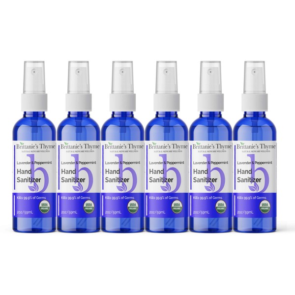 Brittanie's Thyme Organic Natural Hand Sanitizer Spray 6 Pack (Lavender)