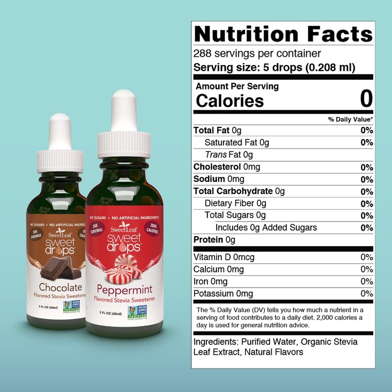 SweetLeaf Sweet Drops- Flavored Stevia Liquid Sweetener, Organic Stevia Extract,