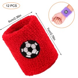 Pack of 12 Absorbent Wristbands, Sports Wristbands, Sweatbands, Colourful Wrist Sweatbands for Football, Basketball, Tennis, Gymnastics, Golf, Running, Training