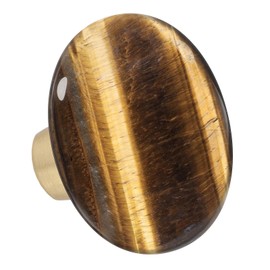 mookaitedecor Set of 4 40mm Tiger's Eye Stone Drawer Knobs with Screws, Healing Stones and Crystals, Oval Decorative Stones Pull Handles for Cabinets Cupboard Wardrobe Home Kitchen