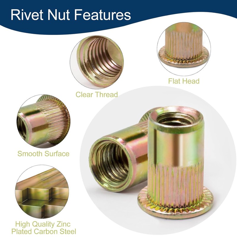 Vifmy Metric & SAE Rivet Nut Assortment Kit(420 Pcs),m3 m4