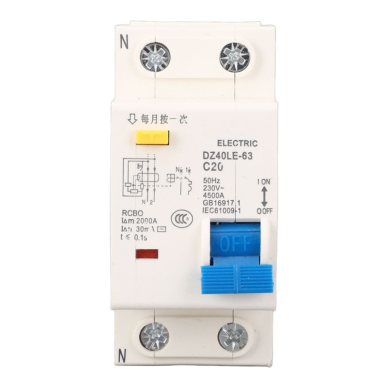 DZ40LE 63 Leakage Circuit Breaker PC Flame Retardant Rail Mounting
