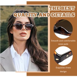 Kabwea Women's Sunglasses with Tortoiseshell Frame and White Glasses Case with Rivets, Sunglasses, multicoloured, L