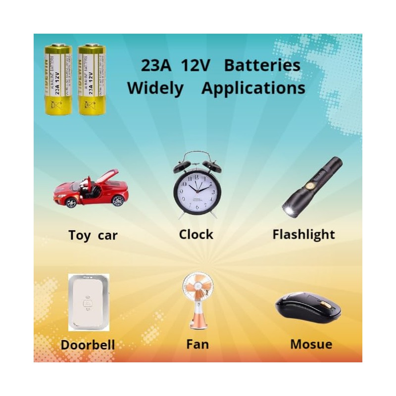 23A 12V Battery, A23 23a Alkaline Battery,Long Lasting for Doorbells