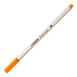 Premium Fibre-Tip Pen with Brush Tip - STABILO Pen 68 brush - Pack of 1 - Orange